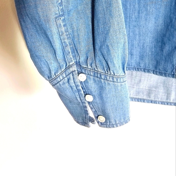 Point Sur J.Crew Denim Button Down Cotton Lyocell Women's Blouse Size S - Picture 5 of 6